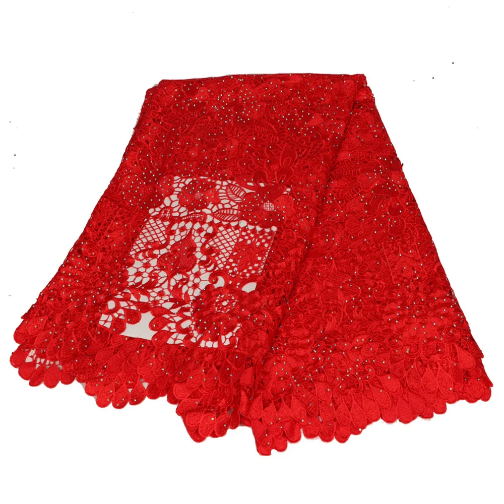 

Latest Lace 2018 African Cord Lace High Quality Red Color French Lace Fabric African Guipure Lace Fabric For Wedding Dress C22-2
