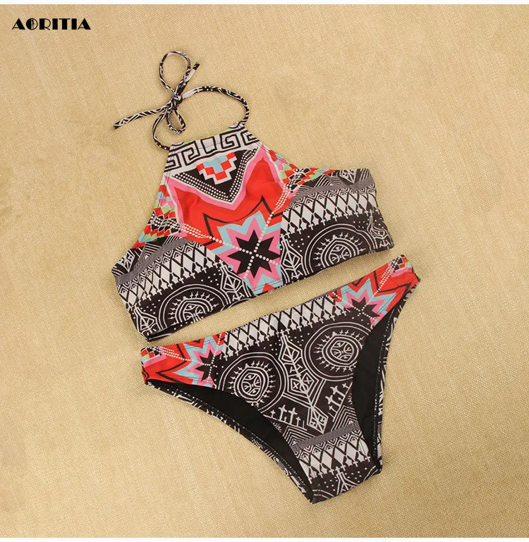 2017 New Style High Waist Europe Sling Black and White Tribal Sexy
