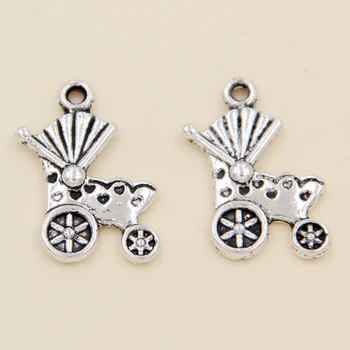 

Wholesale 50pcs Tibetan Silver Baby Cart Charms Pendants 14x19mm