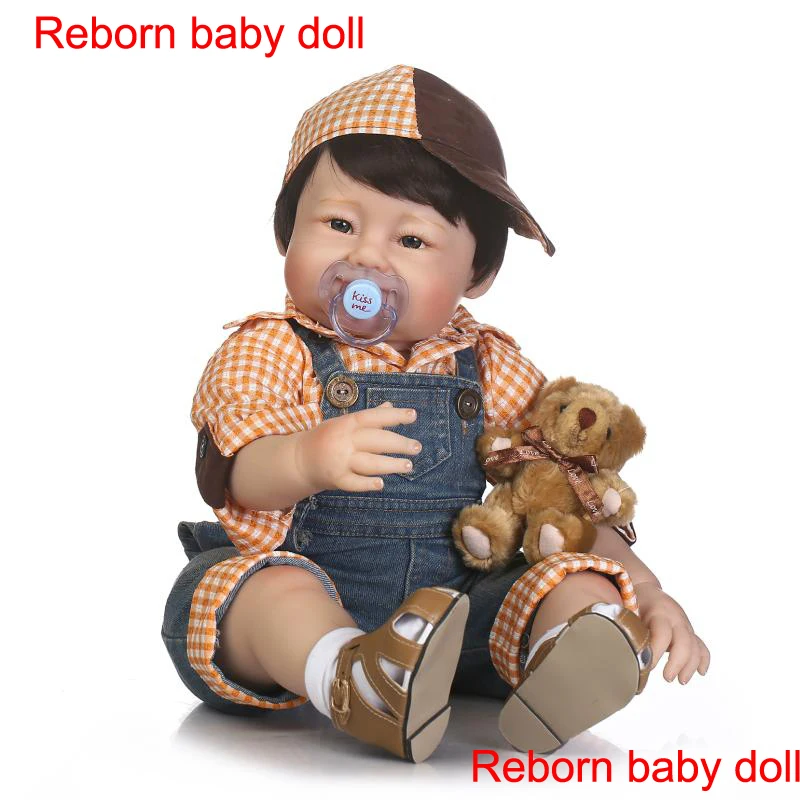 

Bebe-reborn boy silicone dolls 22inch 55cm soft touch cloth body reborn babies DIY BJD doll for children gift bonecas