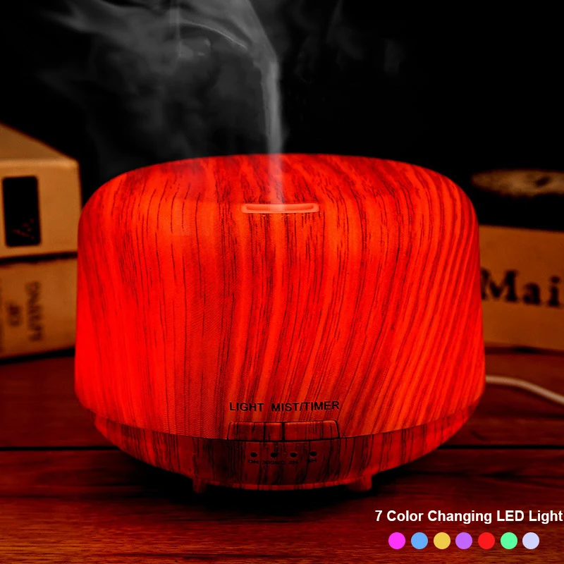 

250ML Wood Grain Aromatherapy Oil Diffuser with 7 Color Changing LED Light Ultrasonic Cool Mist Aroma Humidifier