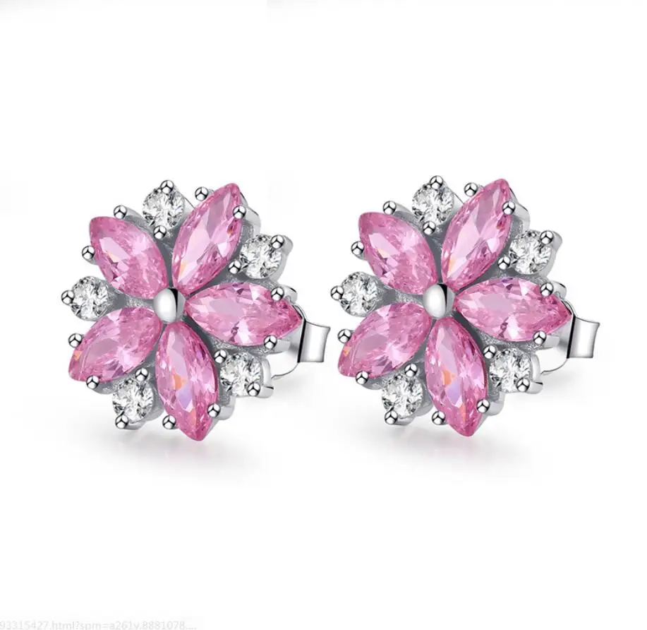 

Top 925 pure silver cherry ear studs Exaggerated Atmosphere Trend Temperament Fashion Ear Jewelry Crystal Earrings For Women