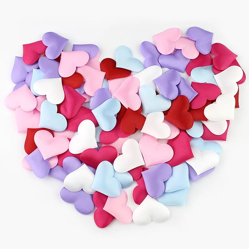 HUADODO 3,5 см* 3 см Атлас в форме сердца лепесток из ткани Свадебная вечеринка Декор разброс конфетти стол 100 шт./лот - Цвет: Random mixed colors