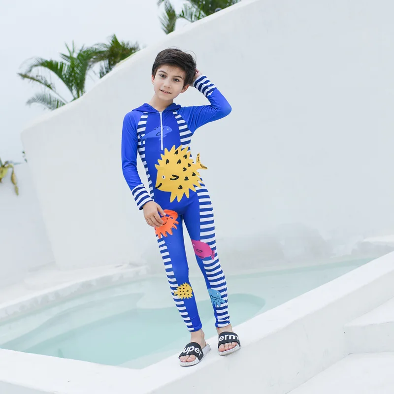 Детские купальники Rashguard Цельный купальник закрытый купальный костюм для