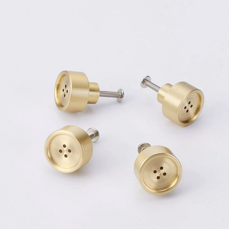 

Modern Solid Brass Kitchen Cabinet Knobs Brushed Drawer Cupboard Gold Pulls Nordic Style-10Pack