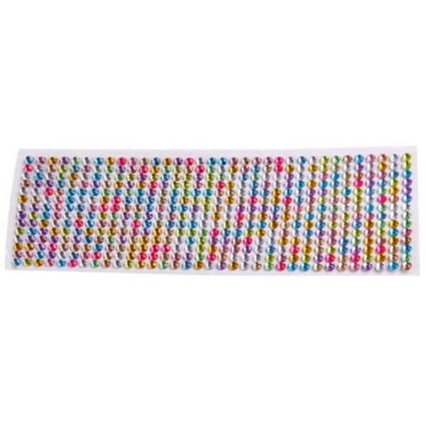 

1 Sheet 4mm Self Adhesive Beads Crystals Rhinestones Strip DIY Car Nail Art Decal Multicolor