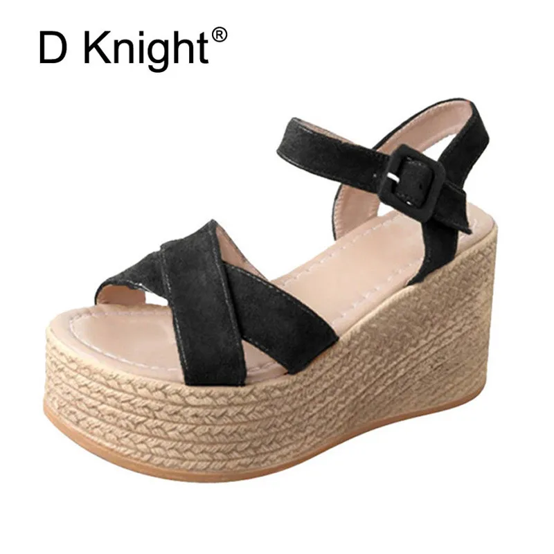 

2018 Women Sandals Ankle Strap Summer Black Wedges Sandals Open Toe Platform Sandalias Ladies Gladiator High Heels Sandals Women