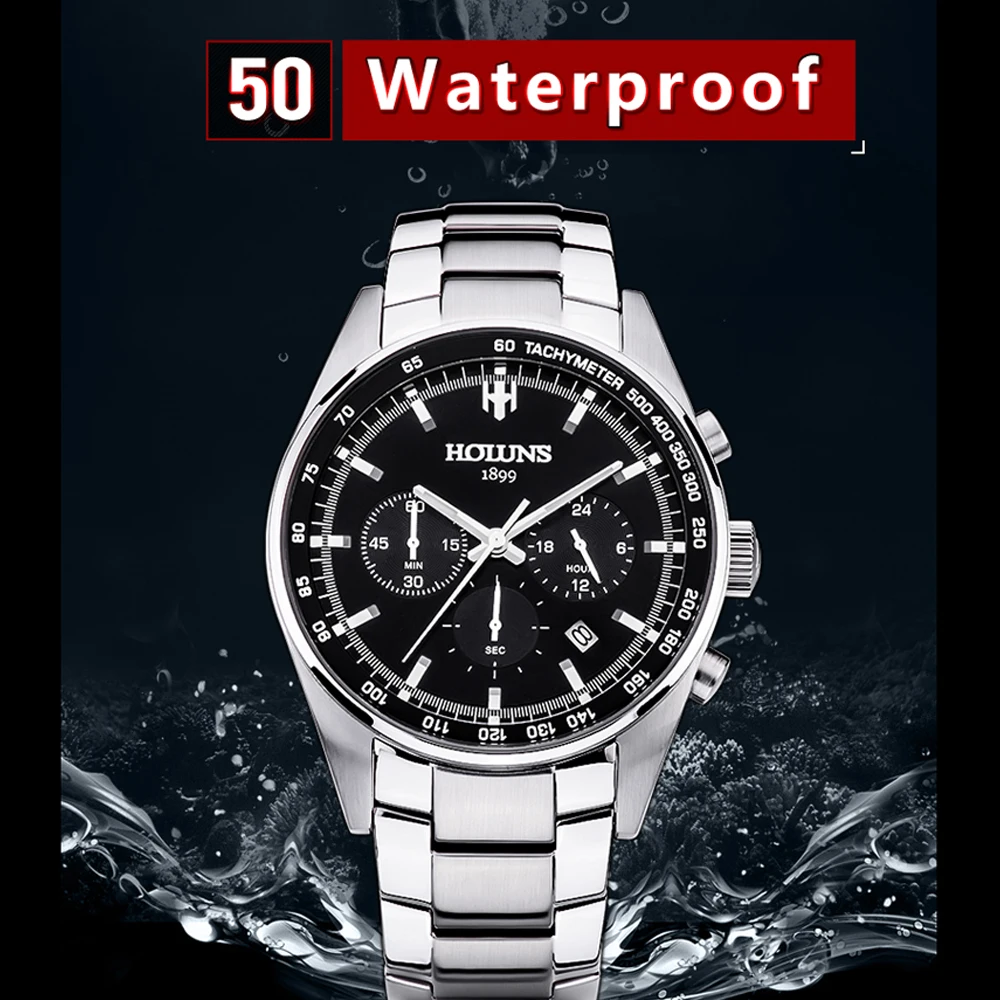 

2018 sports watches fashion & casual Men's watches brand Watches japan quartz functional male steel watch 3bar waterproof