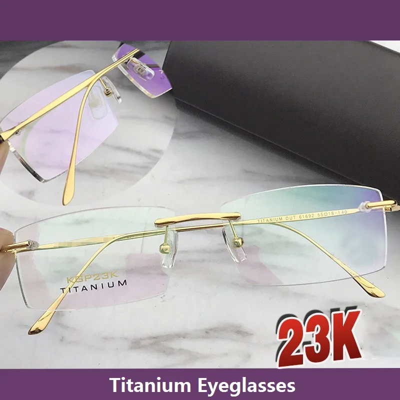 

Cubojue 23k Gold Eyeglasses Frame Men Titanium Rimless Glasses Man Spectacles for Male Brand Eyeglass