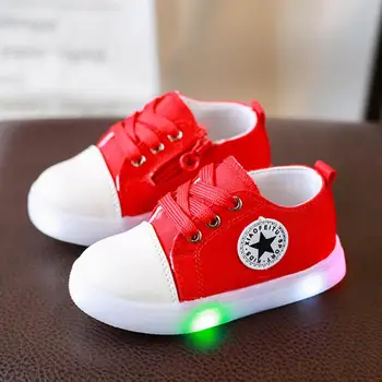 

2018 European LED lighted breathable lace up baby first walkers cool glitter baby girls boys shoes hot sales sneakers toddlers