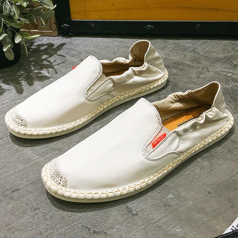

Mens Espadrilles Men Yellow Patchwork Slip on Summer Shoes Men Loafers 2019 Breathable Canvas Men Shoes Fashion Jute Wrapped