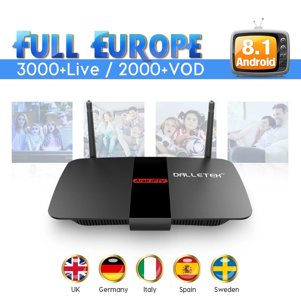 

Leadcool R1 IPTV Sweden Android 8.1 smart tv box with 1 Year IUDTV Code 2G 16G H.265 IPTV Spain Italy France Portugal IP TV