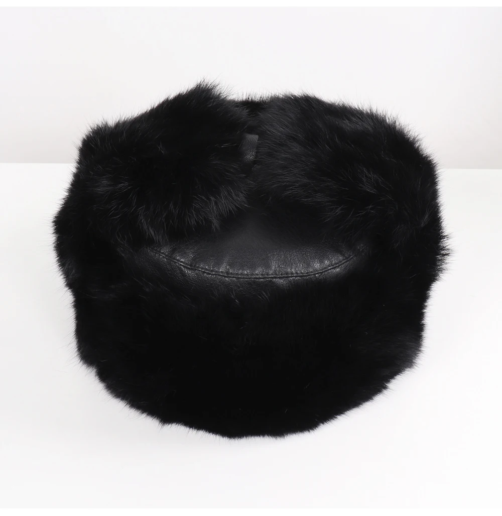 mens winter bomber hats New Full Pelt  Men Real Rabbit Fur Bomber Caps Unisex Winter Warmer Soft 100% Natural Rabbit Fur Hats Russian Women Real Fur Hat sheepskin flying hat