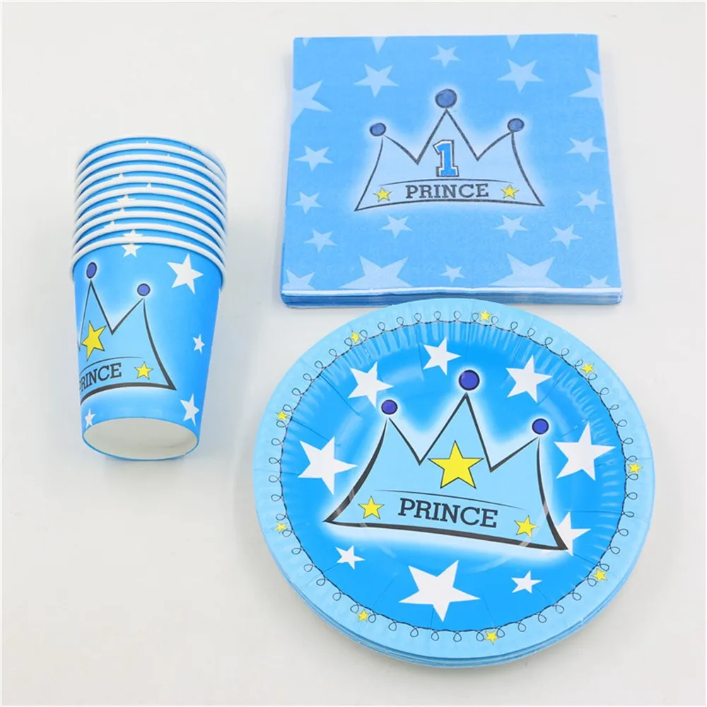 Baby shower украшения вечерние princess crown 10 бумажный стаканчик очки + бумажные тарелки