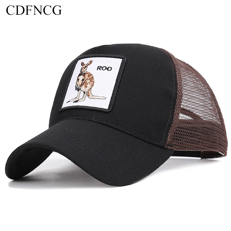 

CDFNCG 2019 Summer Animal Snapback Pop Breathable Baseball Cap Embroidery Kangaroo Sun Dad Hat for Men Women Cotton Streetwear