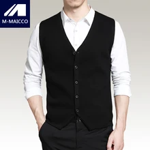 M-MAICCO, мужской шерстяной вязаный жилет, западный стиль, простой, весна,, v-образный вырез, без рукавов, жилет, тонкий, брендовый, мужской, Деловой, Повседневный, свитер