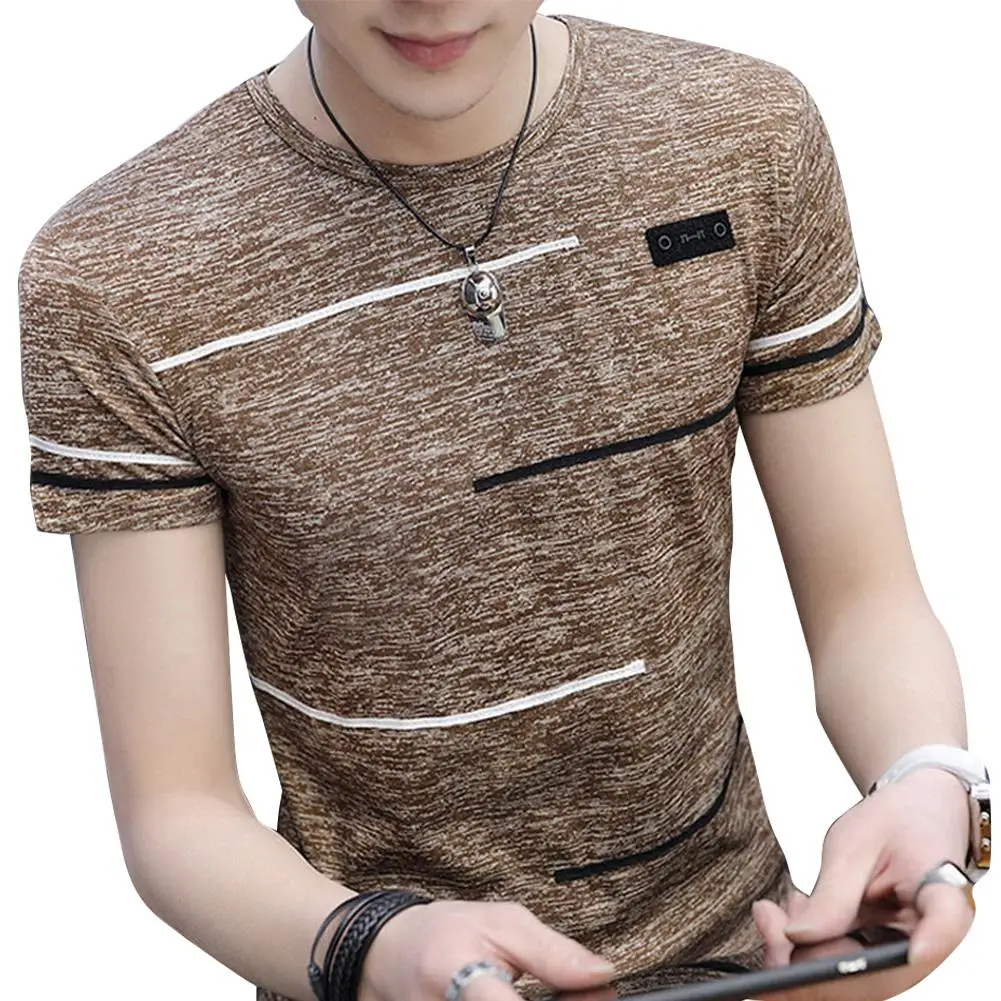 

MISSKY Men Summer t shirt Short Sleeve Fashion Printed T-shirt Round Neck Tops Male Clothes