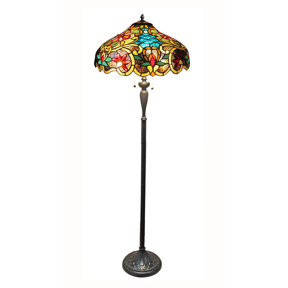 CH1A674VB18-FL2 CHLOE Lighting LESLIE Tiffany-style Victorian 2 Light Floor Lamp 18 Shade