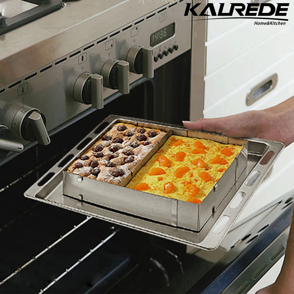 KALREDE Stainless Steel Adjustable Rectangle Mousse Cake Ring Molds