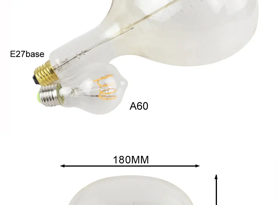 ER180 винтажная большая лампочка эдисона E27 220 В 40 Вт Ретро Античная лампа накаливания античный вольфрамовый декоративный светильник