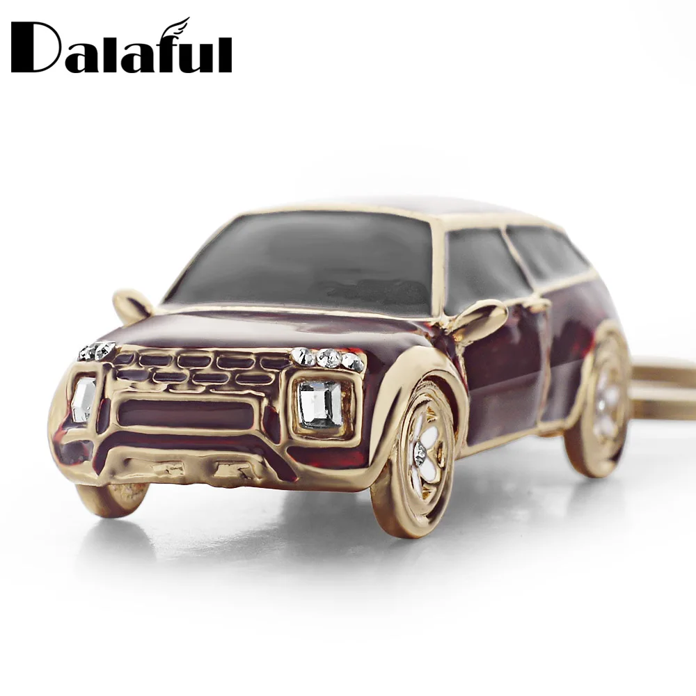 

Dalaful Cool Ename Car Keyring Keychain Crystal HandBag Pendant Vivid Purse Bag Buckle Key Holder Rings Chains K318