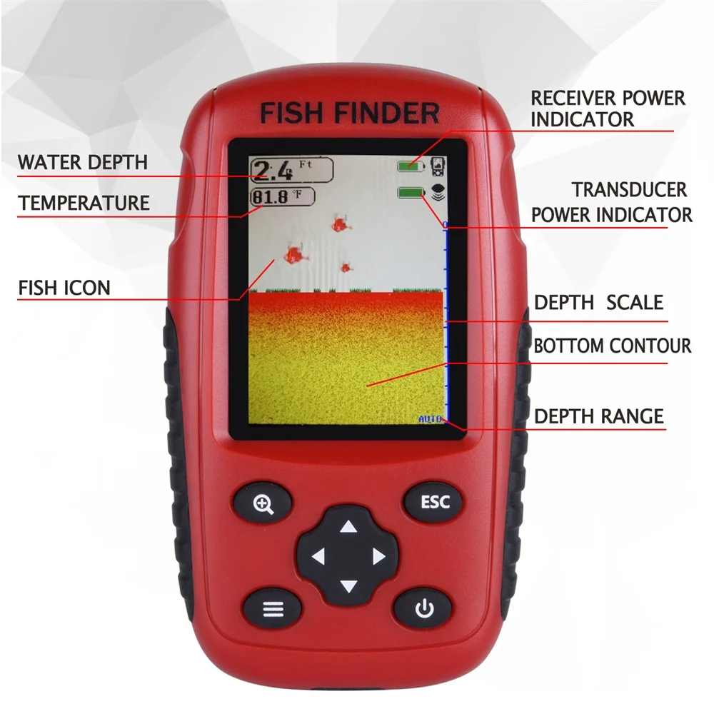 FFW718 صياد السمك الروسية/الإنجليزية سونار الاستشعار forWinter الجليد الصيد Waterpoof اللاسلكية Fishfinder 40 m عمق صدى أسلم