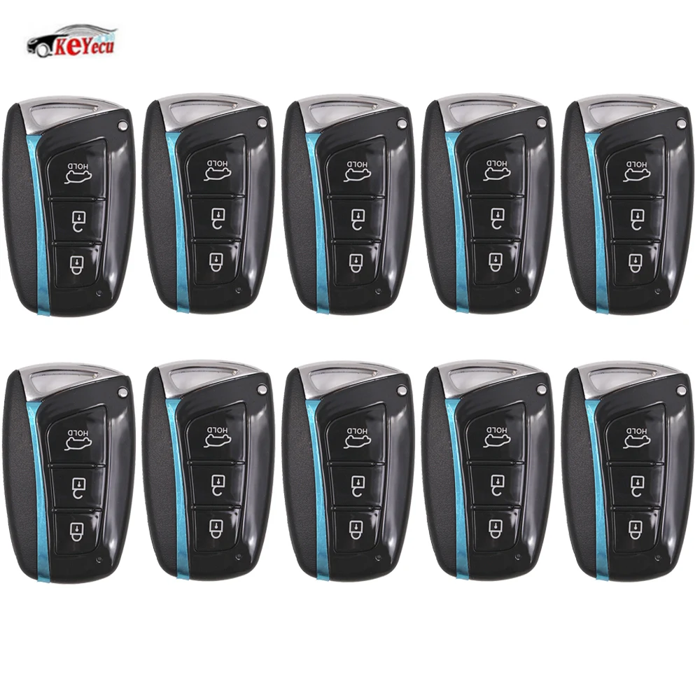 

KEYECU 10 Pcs/lot Replacement 3 Button Smart Remote Key Shell Case FOB For HYUNDAI Santa Fe ix45 Uncut Blank Blade