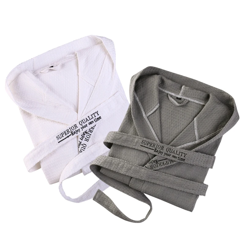 Top Qualität Baumwolle Bademantel Männer Mit Kapuze männer Robe Waffel Warme Lange String Bademantel Paar Hotel Hause Nachthemd Braut Brautjungfern