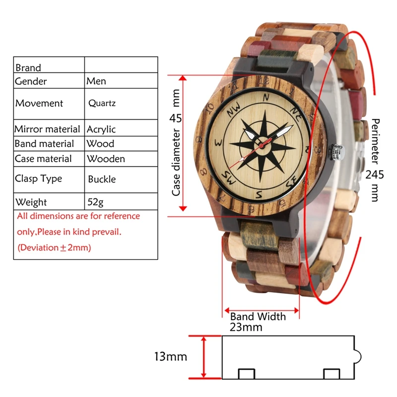 Креативные деревянные часы с компасом и циферблатом, мужские бамбуковые часы, мужские часы в стиле ретро, полностью деревянные наручные кварцевые часы, Роскошные мужские часы