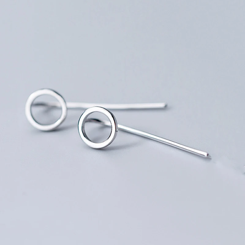 INZATT Real 925 Sterling Silver Minimalist Round Stud Earrings For Fashion Women Fine Jewelry 2019 Geometric Accessories