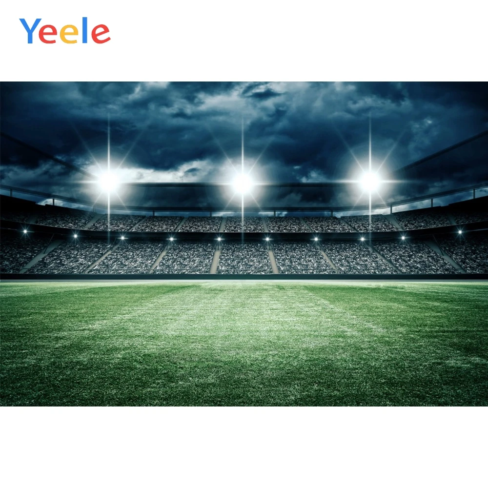 

Yeele Dark Cloud Light Football Field Soccer Birthday Photography Background Customized Photographic Backdrops for Photo Studio