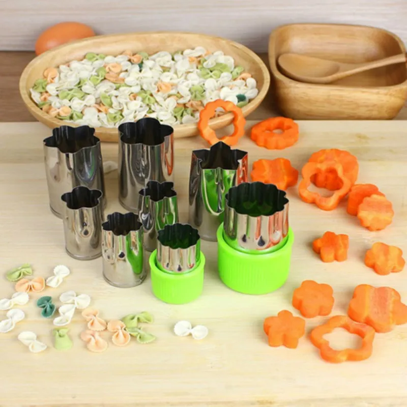 

8pcs/Set Stainless Steel Flower Shape Rice Vegetable Fruit Cutter Mold Slicer Cookies Cutting Shape Cake Baking Mould Tool
