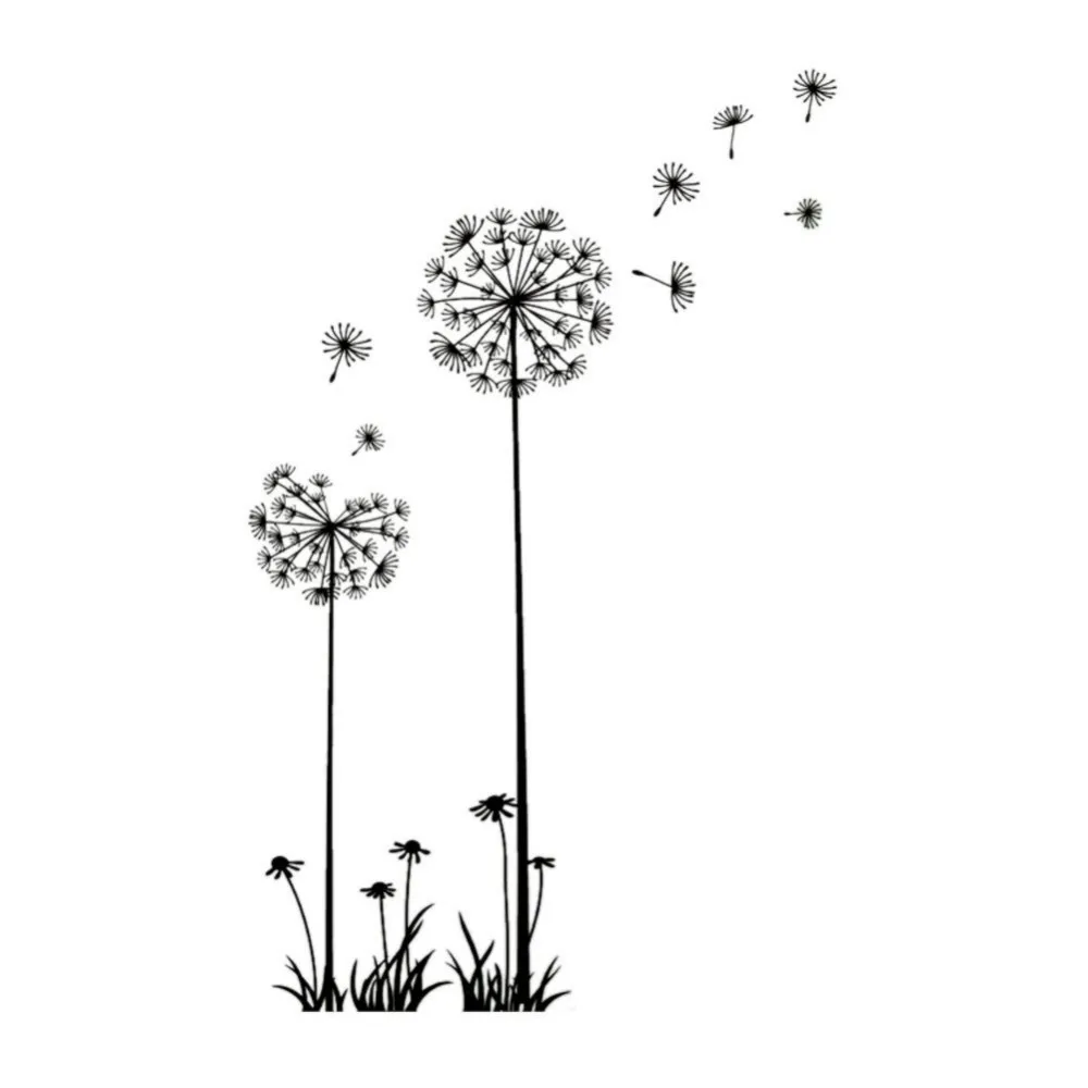 Belle Pissenlit Spore Sticker Deco Murale Semences Souches Instantanee Autocollant Noir Aliexpress