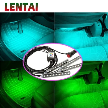 

LENTAI 1Set Car LED RGB Light Atmosphere Lamp Strip Phone Control For Citroen C4 C5 Hyundai Solaris I30 VW Polo T5 Ford Fiesta