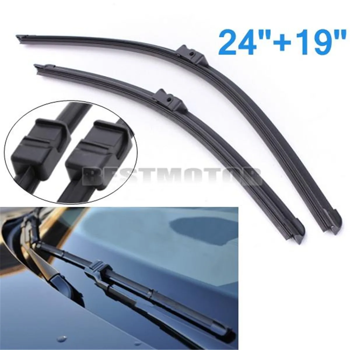 24/19/ Aero Flat Front Rubber Rain Window Windscreen Wiper Blades For ...