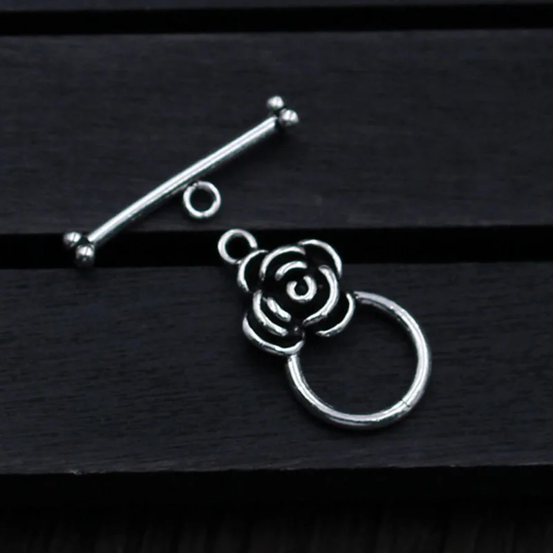 

1 set 925 Sterling Silver Craft Flower Toggle Clasp Hooks Fit Necklace Bracelets Making OT Clasps Connector DIY Jewelry Findings
