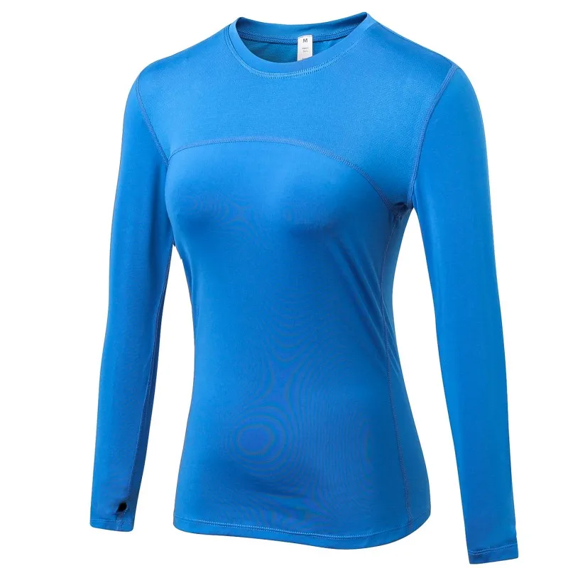 

Autumn Long Sleeve Female T Shirt Slim Fit Tight Pullovers Patchwork Finger Hole Tops