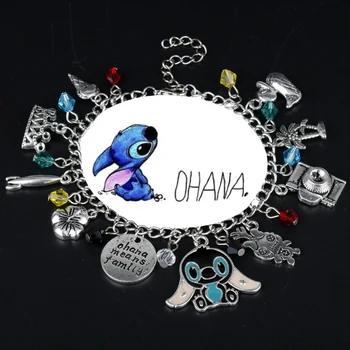 

Cartoon OHANA Charm Bracelet Cute Ohana Friendship Lilo Stitch Theme Bangle&Bracelet Kawaii Family Wristlet Women Girls Jewelry