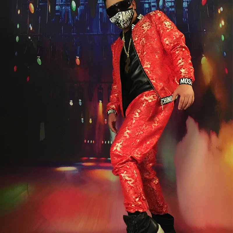 Модный мужской певец DJ китайский стиль вышитый золотой дракон бейсбольный костюм S-6XL! Клубное платье большого размера