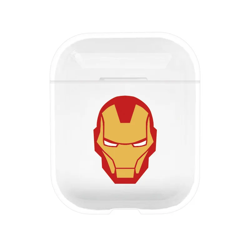 Прохладный Супермен Человек-паук Бэтмен Капитан Ironman героя чехол для Airpods Беспроводной Bluetooth наушники ясно PC прозрачные сумки - Цвет: ironman