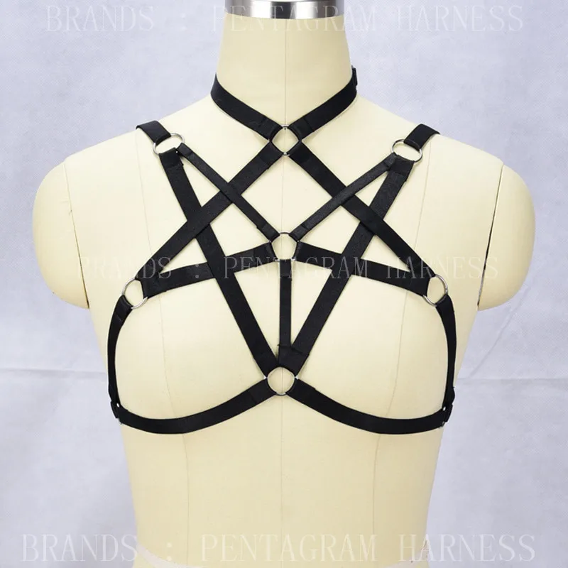 Womens Sexy Crop Tops Harness Cage Bra Black Elastic Adjust Strappy Bra