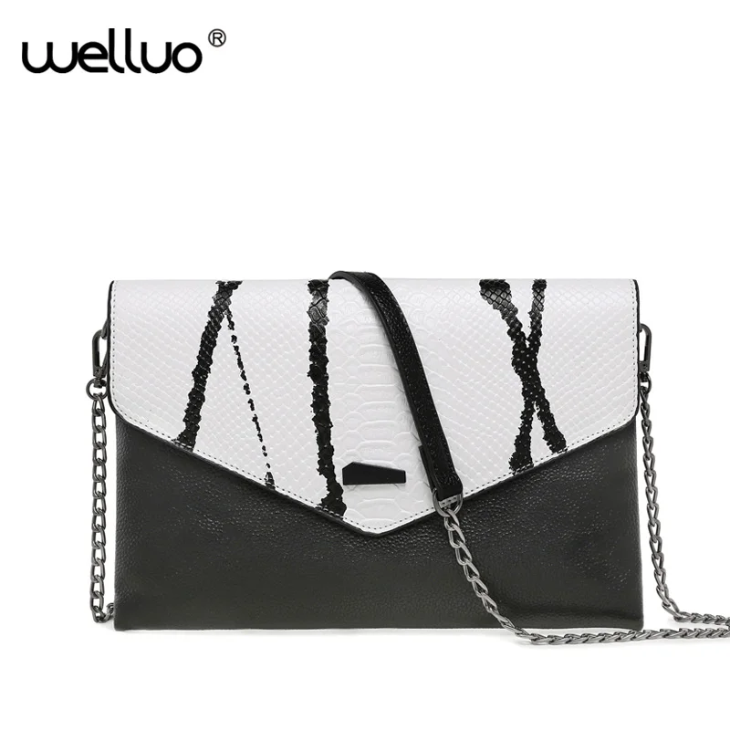 

Women PU Leather Day Clutch Small Evening Bag for Ladies Mini Party High Quality Chain Panelled Bags Female Daily Use Bag XA70WB