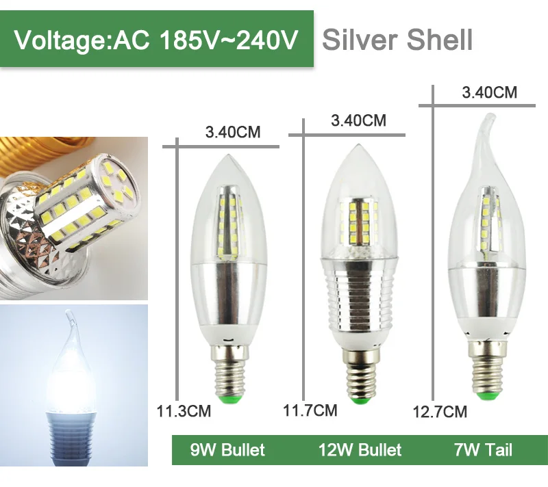 Kaguyahime 3 Вт~ 12 Вт свеча светодиодный светильник E14 золотой алюминий 9 Вт 12 Вт Светодиодный светильник 220 В светодиодный светильник Холодный теплый белый лампада Bombillas Lampara