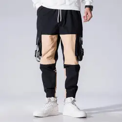 2018 накладные карманы шаровары мужские беговые брюки в повседневном стиле широкие в стиле милитари брюки Harajuku уличной хип-хоп мода Swag