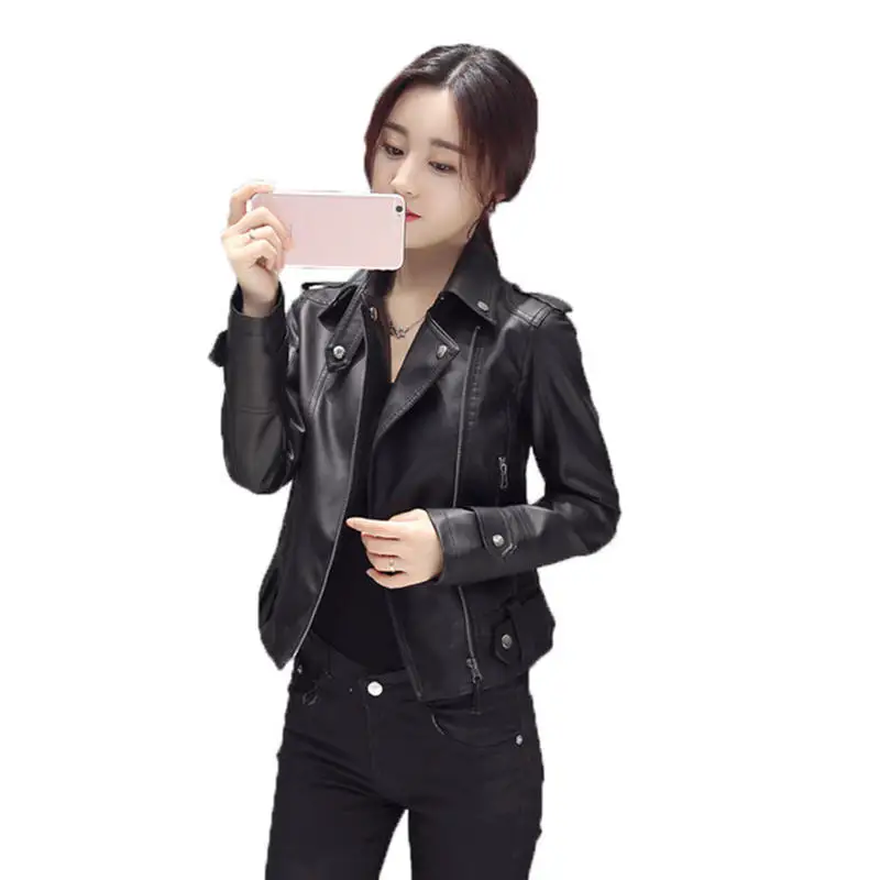 Young17 Faux Leather Jackets Women Biker Jacket Spring