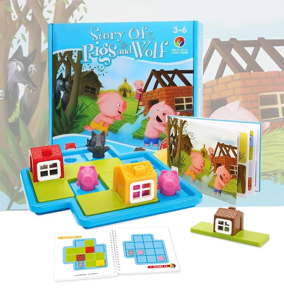 

Child Smart Hide&Seek Board Games Three Little Piggies 48 Challenge with Solution Games IQ Training Toys For Children Oyuncak