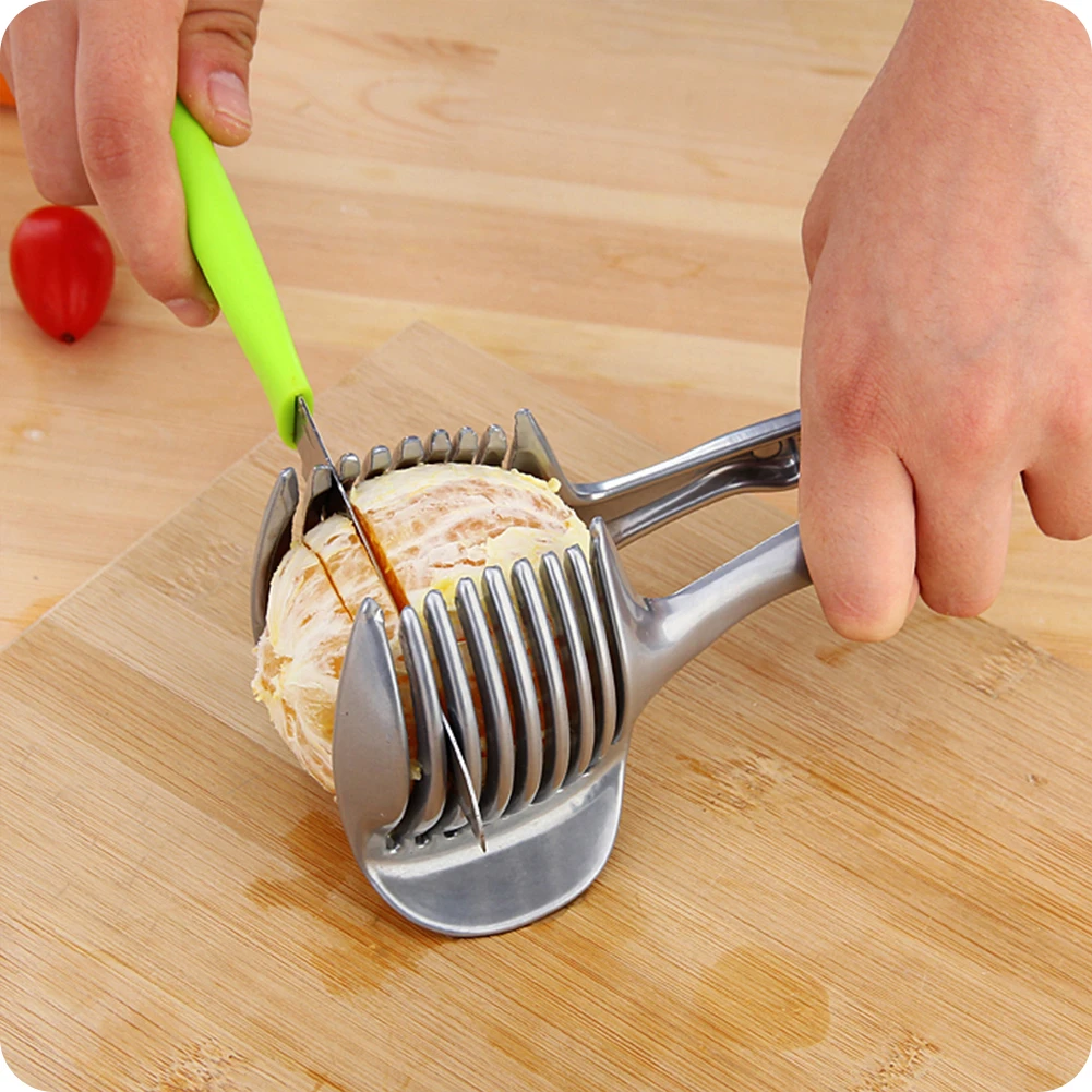 1 шт. удобный нож из нержавеющей стали для резки картофеля резак для томатов инструмент для резки лимона держатель безопасности кухонные инструменты для приготовления пищи