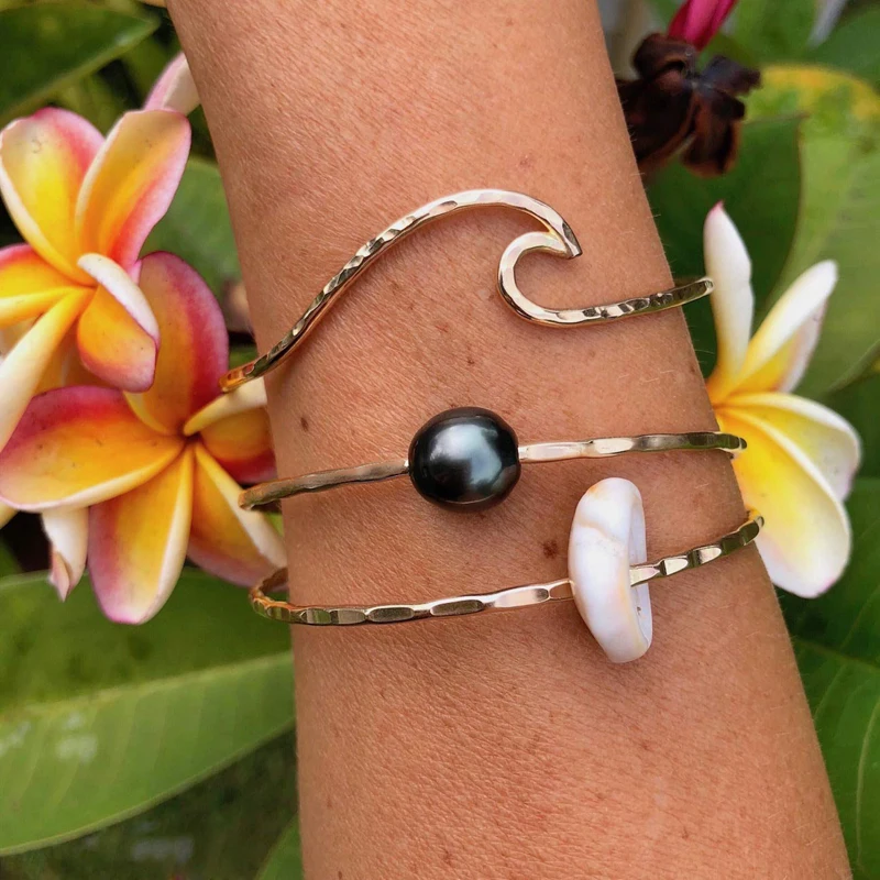 Aliexpress Hawaiian Cone Shell Bangle Tahitian Shells Aliexpress Hawaiian Cone Shell Bangle Tahitian Shells Hammered Bracelets Hawaii Beach Jewelry Surfer Mermaid Ocean Summer Bangles From