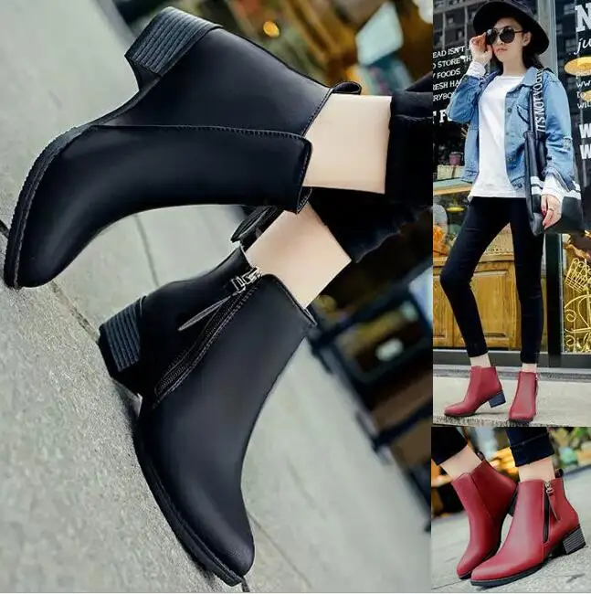XDA New Autumn Winter Women shoes Female Side zipper pointed toe Boots Women Ankle boots Vintage Fashion Martin boots