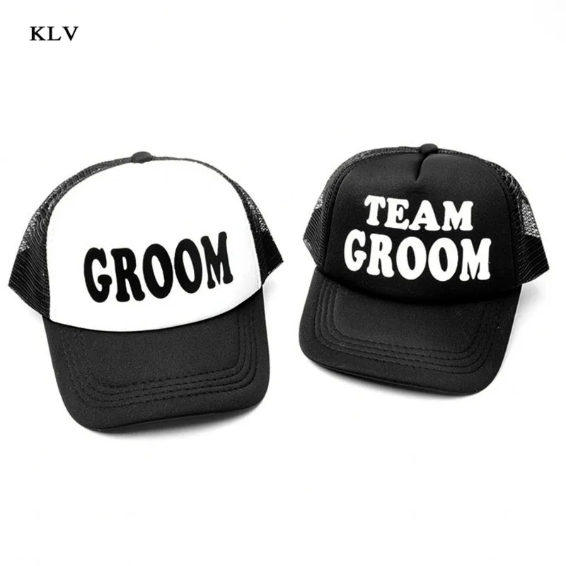 Groom Drinking Team Print Trucker Hat Men Hip-Hop Snapback Adjustable Baseball Mesh Cap Wedding Party Club Props Gift